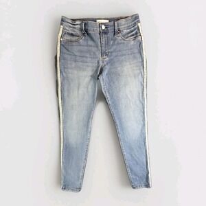 Jessica Simpson Poppy Mid-Rise Skinny Jeans Size 6 Gold Trim Blue Denim